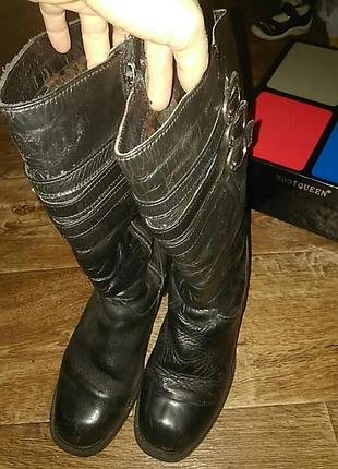 Кожаные ботинки сапоги зима натуральный мех