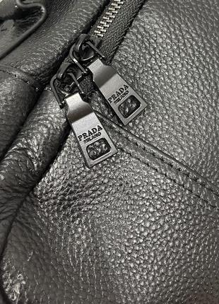 Новинка!великий шкіряний стильний рюкзак у стилі prada5 фото