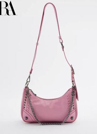 Стильна сумочка сумка багет розова сумка барбі