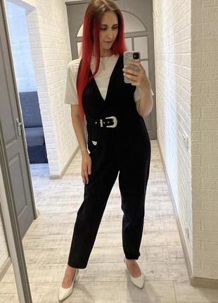 Черный джинсовый комбинезон asos