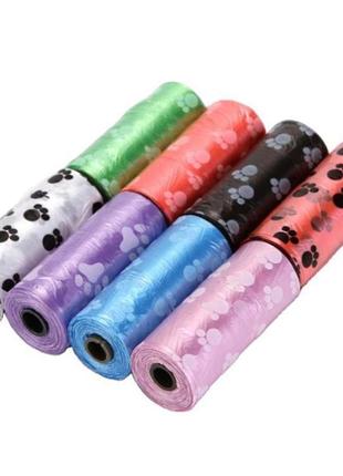 Гігієнічні пакети для собак 3 л, комплект (4 рулони по 15 шт), рзнокольорові