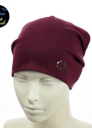 ● демісезонна жіноча шапка - calvin klein / кельвін кляйн - марсала ●