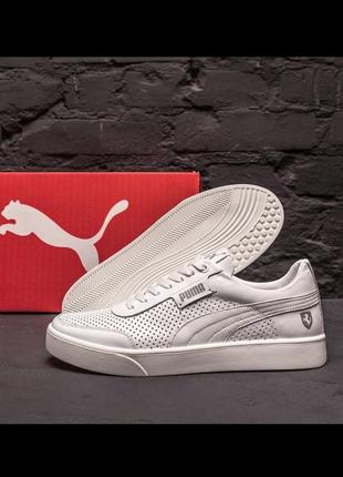 Мужские летние кожаные кеды puma ferrari перфорация