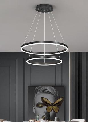 Люстра потолочная led m2702-800+600-bk-k черный 20-190х80х60 см.
