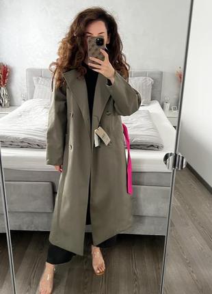 Тренч двобортний плащ з контрасними елементами massimo dutti оригінал