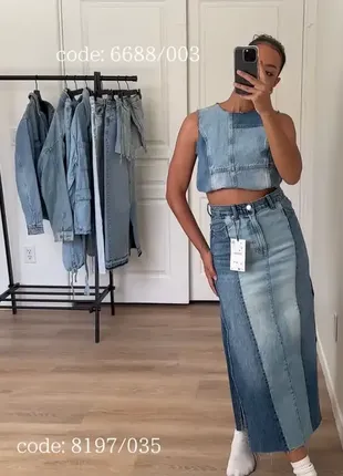 Джинсовая юбка trf пэчворк zara