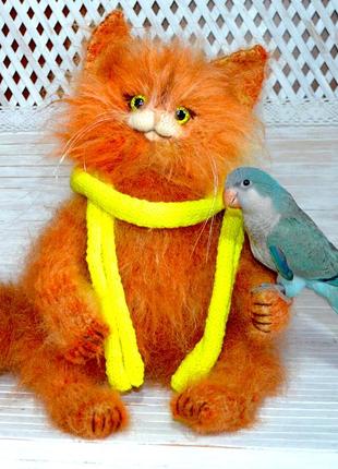 Декоративная игрушка пушистый рыжий кот2 фото