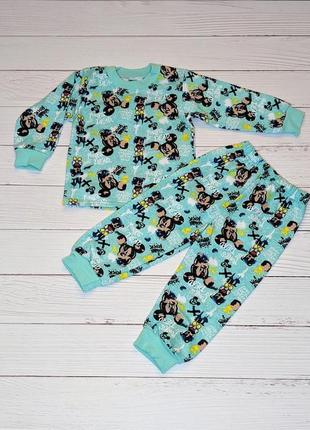Дитяча піжама з начосом кольору тіффані з мікі маусом 98-116
