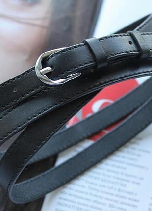 Жіночий шкіряний вузький ремінь чорний рядок