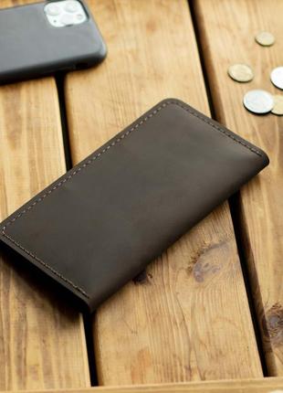 Чоловічий шкіряний портмоне натуральна шкіра lokki гаманець ручної роботи з відділом для карт коричневий10 фото