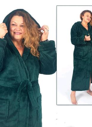 Махровый женский халат зеленый халат бутылка длинный халат женский халат больших размеров серый халат сірий халат