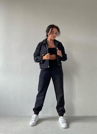 Женский спортивный костюм из трехнитки толстовка и штаны размеры норма7 фото