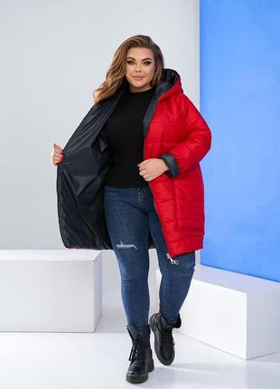Женская куртка удлиненная зимняя из плащевки на силиконе 200 размеры батал3 фото