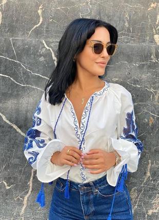 Оригинальная блуза-вишиванка с длинным рукавом норма2 фото