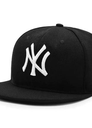 Кепка снепбек ny (new york,26-йорк) с прямым козырьком черная, унисекс wuke one size3 фото