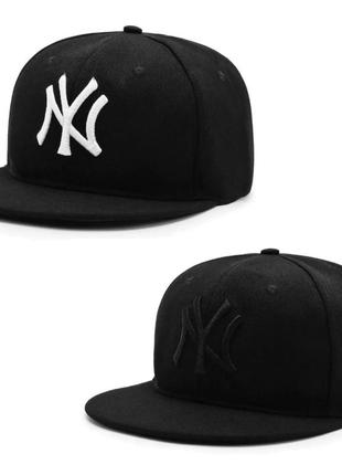 Кепка снепбек ny (new york,26-йорк) с прямым козырьком черная, унисекс wuke one size2 фото
