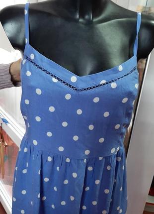 Мыло натуральное ярусное платье-миди в горошек с карманами\сарафан с воланом m&amp;s3 фото