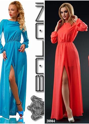 Літня стильна сукня довгі рукави з шифону розміри норма