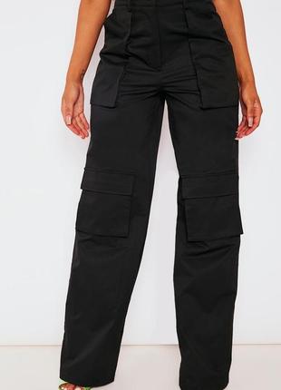 Черные брюки брюки карго прямого кроя2 фото