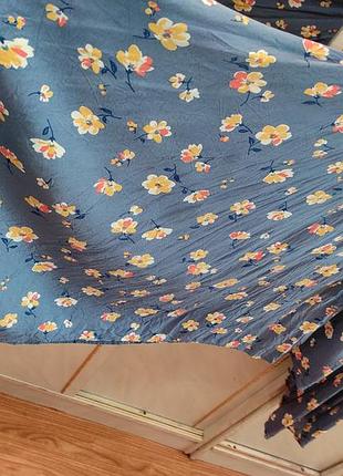 M-l асиметрична сукня максі довга до підлоги з поясом принт квіти з довгим 3/4 рукавом6 фото