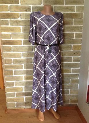 Красивое платье миди в геометрический принт  100 % вискоза размер 14