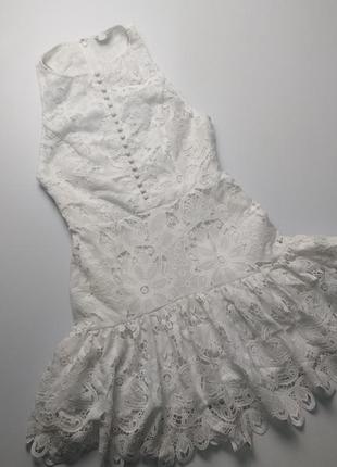 Красивое кружевное платье мини белое 348 фото