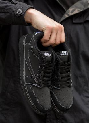 Мужские кроссовки nike air jordan 1 low x travis scott og black phantom