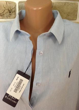 Нова блакитна туніка сорочка 100% льон polo ralph lauren розмір xl4 фото