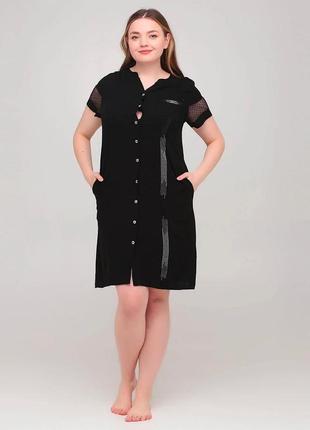 Чорна домашній сукня, сукня сорочка juliet deluxe однотонна 33292