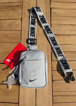 Сумка nike mini bag swoosh, сірий месенджер nike, барсетка найк, сумка через плече nike, nike swoosh