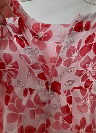 Платье розовое с цветами на 1 год3 фото