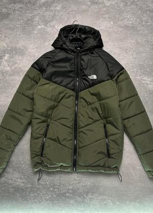 Чоловіча куртка tnf the north face у хакі-чорному кольорі, стильна та зручна куртка на кожен день