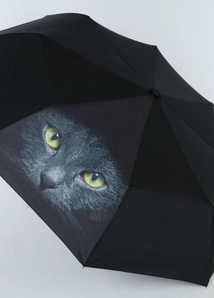 Чорна механічна жіноча парасолька кіт nex арт. 33321-22 фото