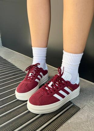 Женские кроссовки adidas gazelle bold shadow red.6 фото