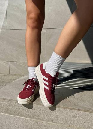 Женские кроссовки adidas gazelle bold shadow red.4 фото