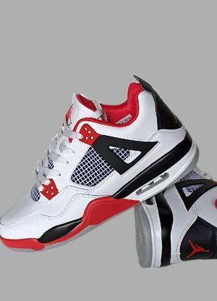 Кроссовки джордан найк  ретро 4 nike air jordan retro 4 кожа, мужские високие найк аир джордан 4