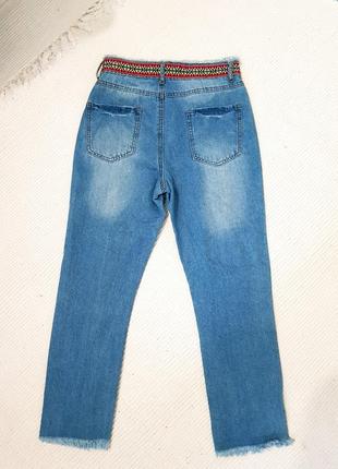 Джинсы мом высокая посадка,рваные джинсы mrp с бахромой3 фото