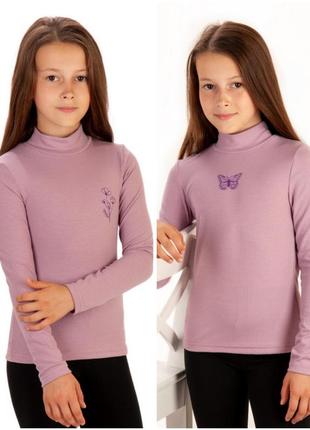 Дитячий гольф рубчик з вишивкою, водолазка рубчік підліткова, светр для дівчинки підлітка7 фото