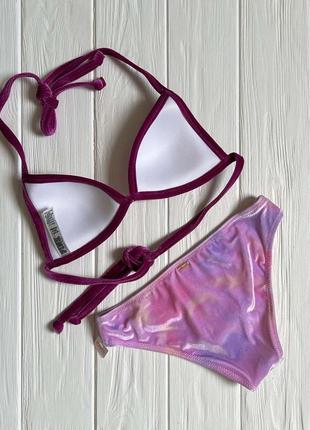 Модный велюровый купальник victoria's secret pink р-р хs плавки бикини пуш-ап4 фото