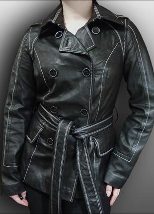 Черная кожаная куртка, плащ, натуральная кожа1 фото
