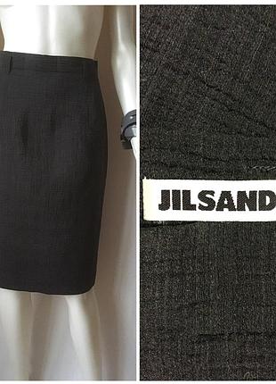 Jil sander germany класична спідниця з незвичайної фактури тканини з вовни та шовку