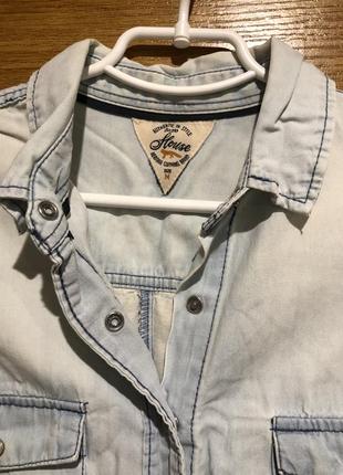 Крутая катоновая джинсовая тонкая рубашка