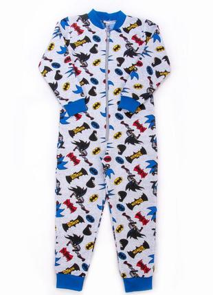 Комбинезон-пижама для мальчика с начесом, теплая цельная пижамка комбинезон с начесом супермен бэтмен3 фото