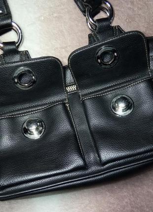 Черная сумка с карманами, искусственная кожа3 фото