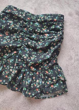 Юбка в цветочный принт, юбка с затяжками2 фото