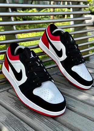 Кросівки nike air jordan 1 low (black/white/red)