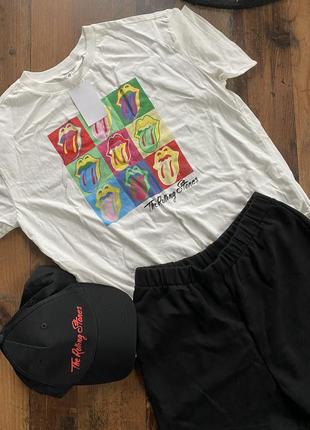 Костюм тройка с принтом губы rolling stones