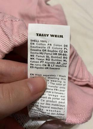 Tally weijl брендова фірмова жіноча джинсовка натуральна котонова хлопкова джинсова сорочка рубашка куртка на замку рожева укорочена коротка8 фото