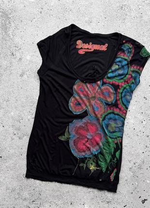 Desigual women’s vintage black short sleeve tunic top жіноча туніка, топ