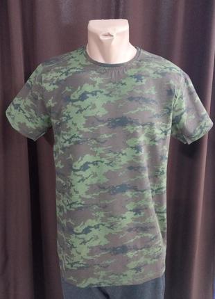 Футболка чоловіча зелена з коричневим т-4657 . розміри:m,l,xl,2xl,3xl.